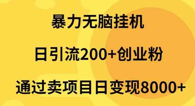 （9788期）暴力无脑挂机日引流200+创业粉通过卖项目日变现2000+-资源阁