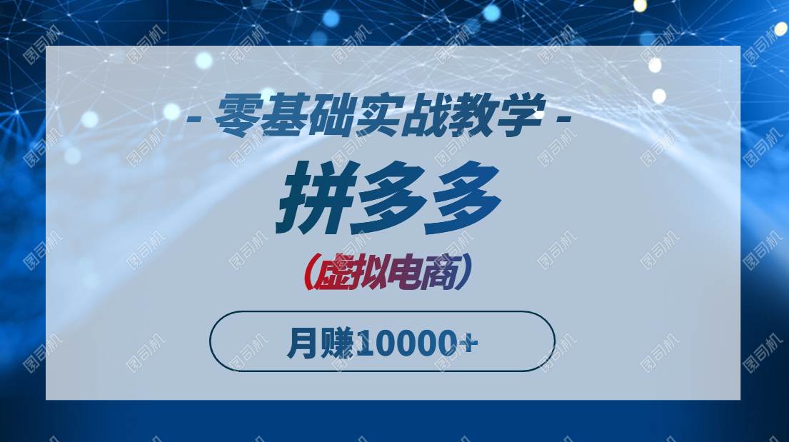 （14880期）拼多多虚拟电商，零基础实战教学，快速打爆商品，新手也能月入10000+-资源阁