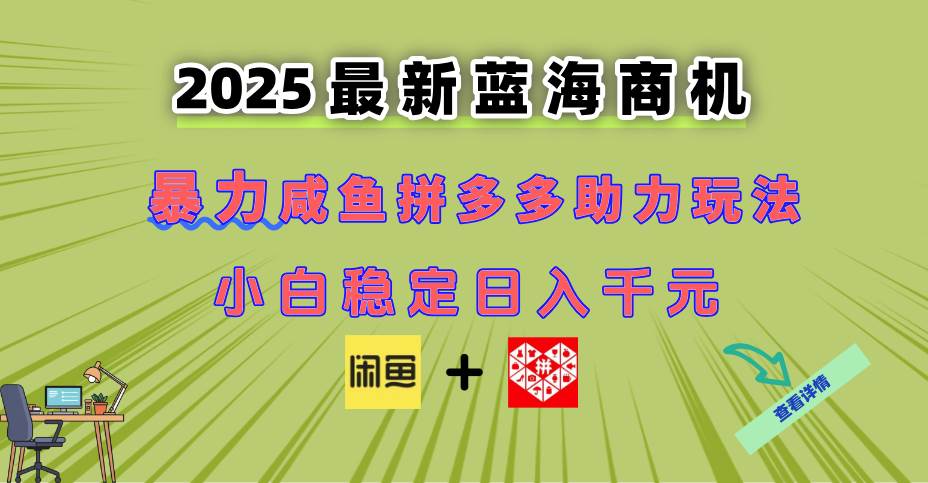 （14942期）最新闲鱼拼多多助力玩法 当下的蓝海商机 新手小白也能轻松操作 实现日…-资源阁
