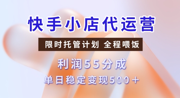 快手小店代运营3.0，模式新升级，收益55分，稳定单日5张【揭秘】-资源阁