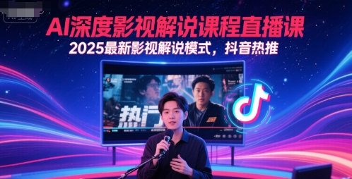 AI深度影视解说课程直播课，2025最新影视解说模式，抖音热推-资源阁