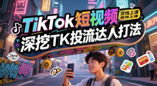 TikTok短视频带货线上课，深挖TK投流达人打法-资源阁
