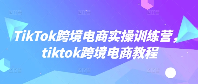 TikTok跨境电商实操训练营，tiktok跨境电商教程-资源阁