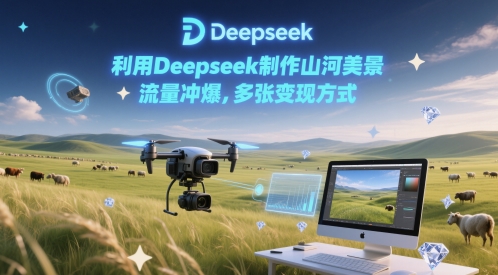 利用Deepseek制作山河美景，流量冲爆，多张变现方式-资源阁