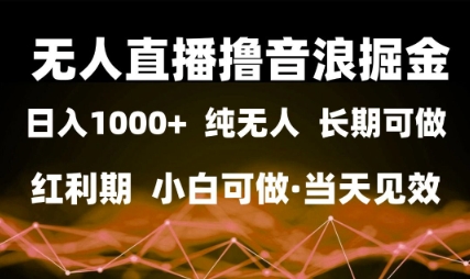 无人直播撸音浪掘金，日入1k+，纯无人红利期，小白可做，当天见效【揭秘】-资源阁