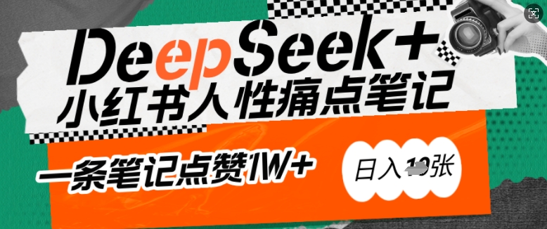 AI赋能小红书爆款秘籍：用DeepSeek轻松抓人性痛点，小白也能写出点赞破万的吸金笔记，日入多张-资源阁