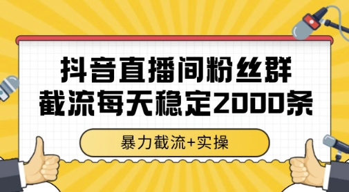抖音直播间粉丝群暴力截流，一台电脑每天稳定2000条数据，暴力截流+实操 【揭秘】-资源阁