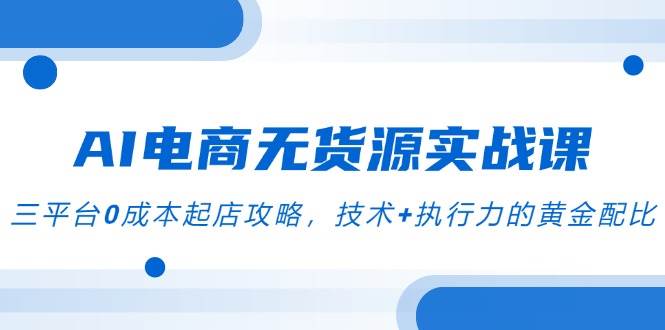 （14982期）AI电商无货源实战课，三平台0成本起店攻略，技术+执行力的黄金配比-资源阁