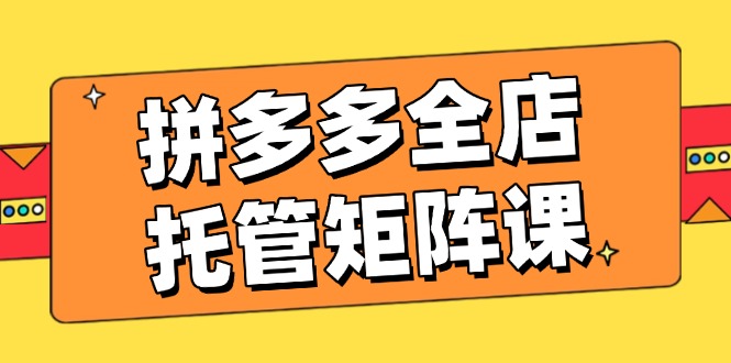 （14328期）拼多多全店托管矩阵课，盈利动销玩法，高效计划设置，提升店铺效益-资源阁