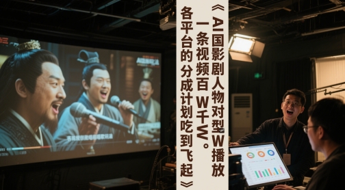 AI三国影视剧人物对口型唱歌玩法，一条视频百W千W播放，各平台的分成计划吃到飞起-资源阁