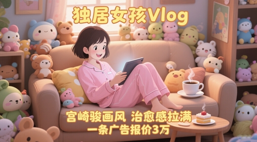 单个账号涨粉71W！用AI制作独居女孩Vlog，宫崎骏画风，治愈感拉满，一条广告报价3W-资源阁