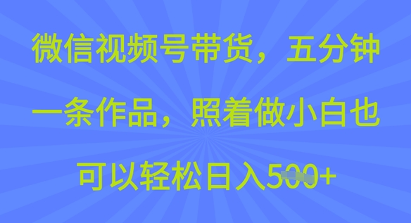 微信视频号带货，五分钟一条作品，照着做小白也可以轻松日入5张-资源阁