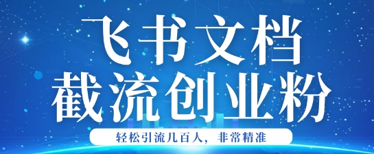 利用飞书文档截流创业粉轻松引流200+-资源阁