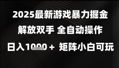 2025最新游戏暴力掘金解放双手，全自动操作，日入1k+矩阵，小白可玩【揭秘】-资源阁