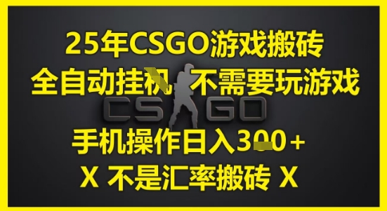 25年CSGO游戏搬砖，全自动运行，不需要玩游戏，手机操作日入3张(不是汇率搬砖)【揭秘】-资源阁