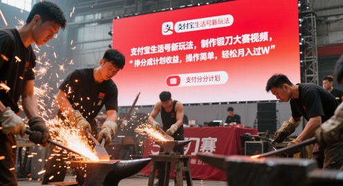 支付宝生活号新玩法，制作锻刀大赛视频，挣分成计划收益，操作简单，轻松月入过W-资源阁