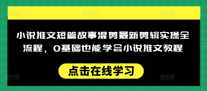 小说推文短篇故事混剪最新剪辑实操全流程，0基础也能学会小说推文教程，肯干多发日入多张-资源阁