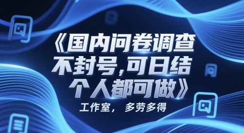 国内问卷调查，不封号，可日结，多劳多得，工作室，个人都可做-资源阁