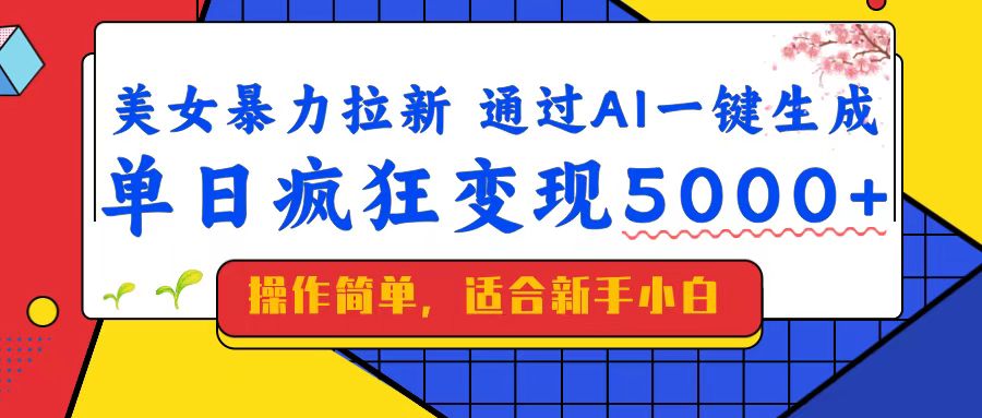 （14347期）美女暴力拉新，通过AI一键生成，单日疯狂变现5000+，纯小白一学就会！-资源阁