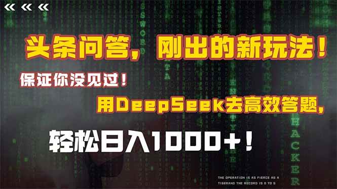 （14957期）头条问答，刚出的新玩法！保证你没见过！结合Deepseek高效答题，轻松日…-资源阁