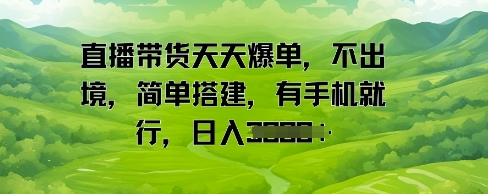 直播带货天天爆单，不出境，简单搭建，有手机就行，日入多张-资源阁