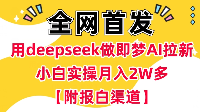 用deepseek做即梦Ai拉新 小白实操月入过W+【附报白渠道】-资源阁