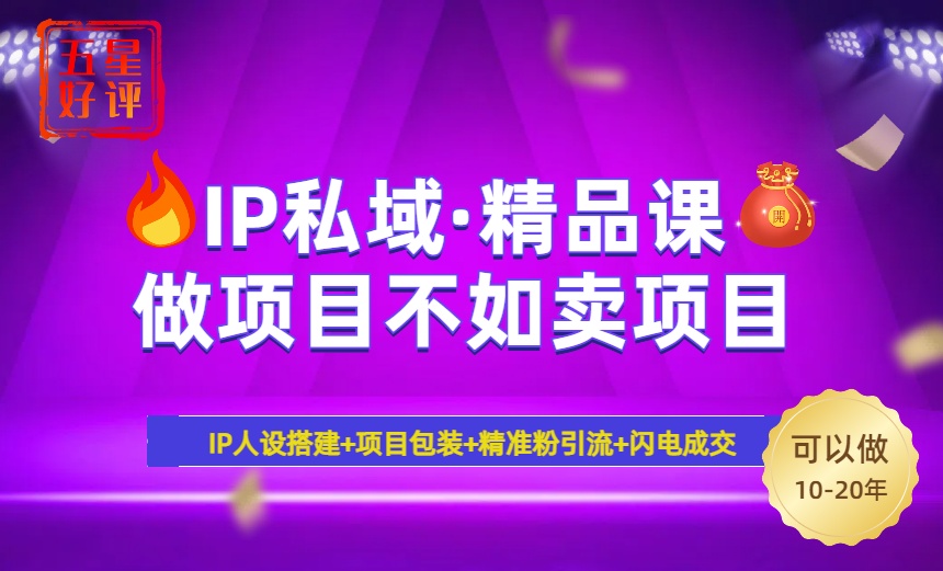 （14406期）2025年“IP私域·密训精品课”，日赚3000+小白避坑年赚百万，暴力引流…-资源阁