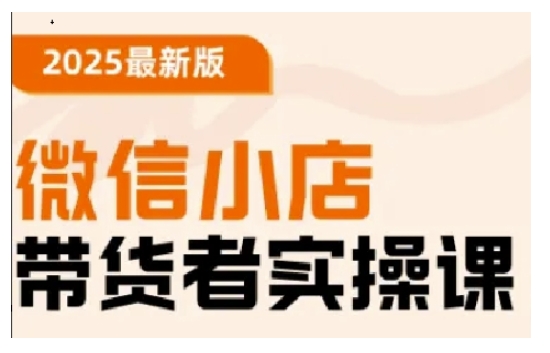 2025最新版微信小店带货者实操课，基础操作到高级运营技巧，快速上手-资源阁