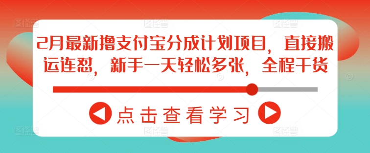 2月最新撸支付宝分成计划项目，直接搬运连怼，新手一天轻松多张，全程干货-资源阁